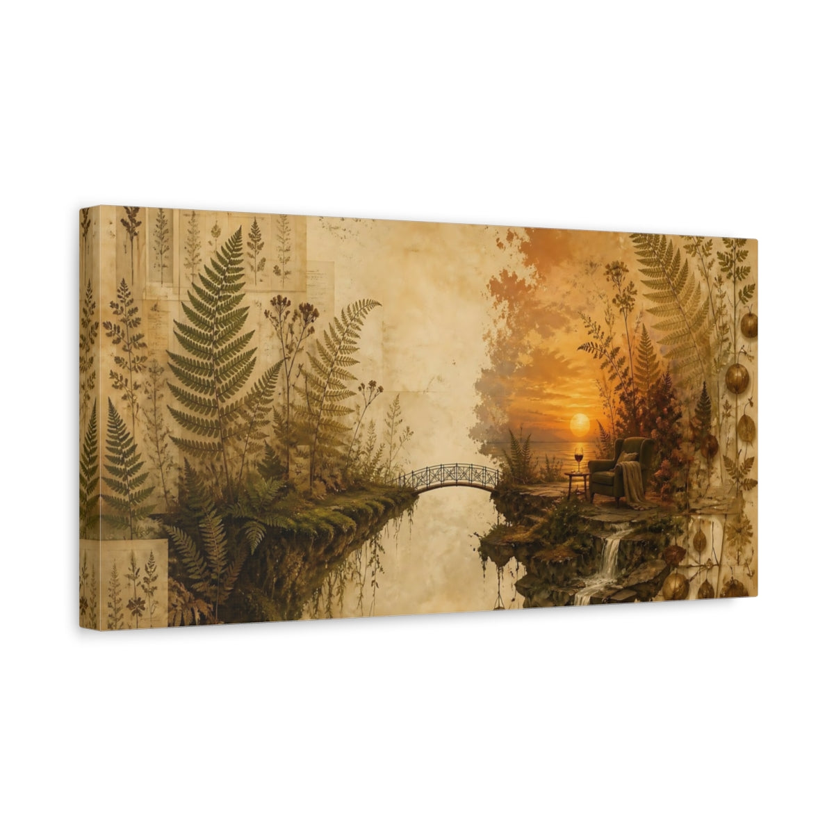 Side Mockup 3. Fern Cliff At Sunset shown as canvas print
