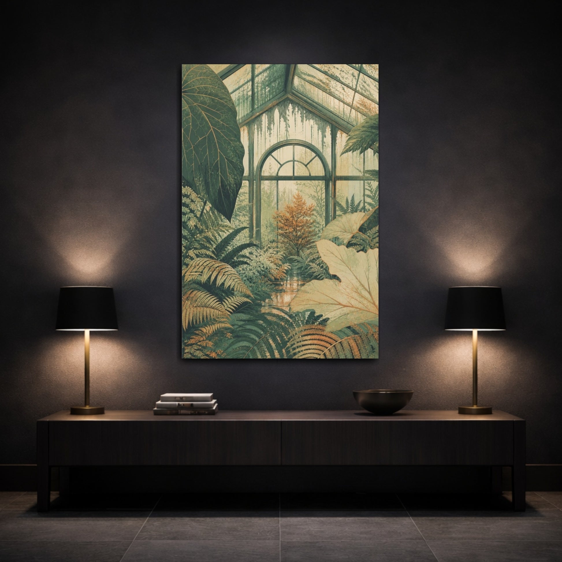 Mockup 3. Fern Conservatory Window shown as canvas print