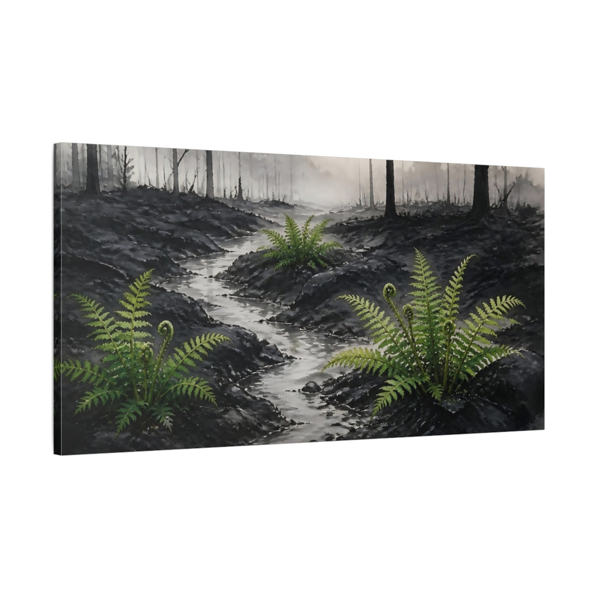 Main Mockup. Fern Revival In Ash shown as canvas print