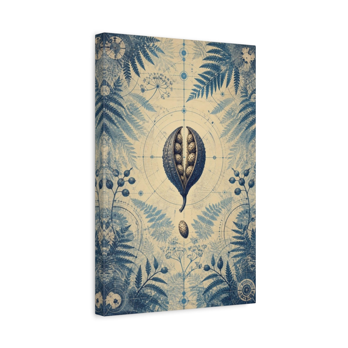 Side Mockup 4. Fern & Seed Pod Study shown as canvas print