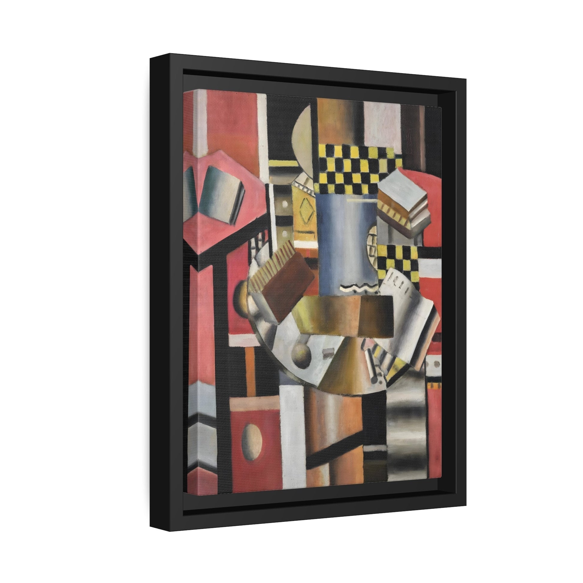 Fernand Leger Yellow Checkerboard - Framed Canvas Art Reproduction