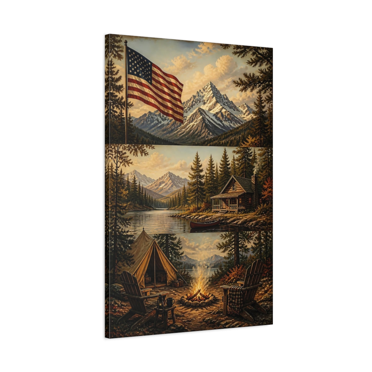 Main Mockup. Flag Over Mountain Retreat shown as canvas print