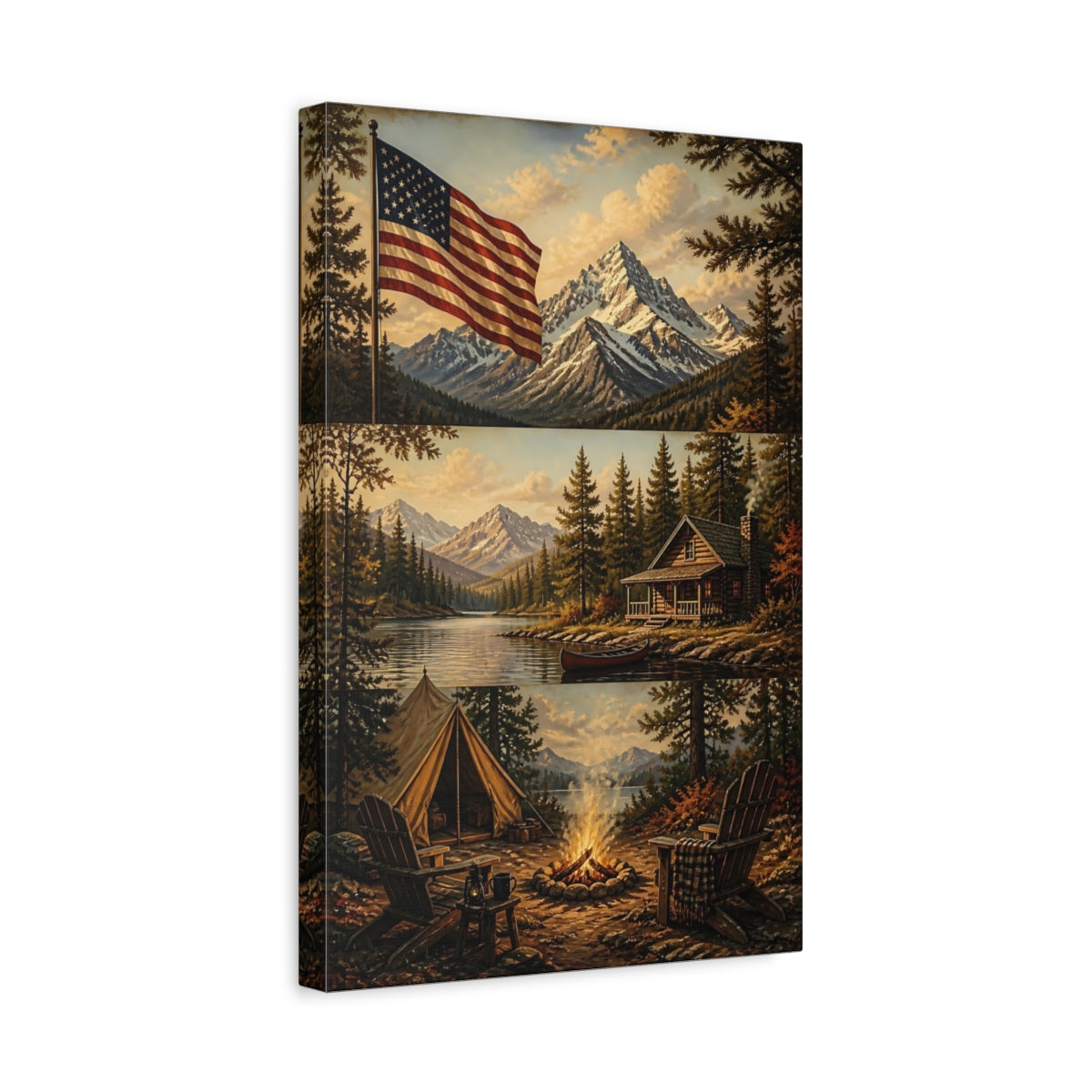 Side Mockup 4. Flag Over Mountain Retreat shown as canvas print