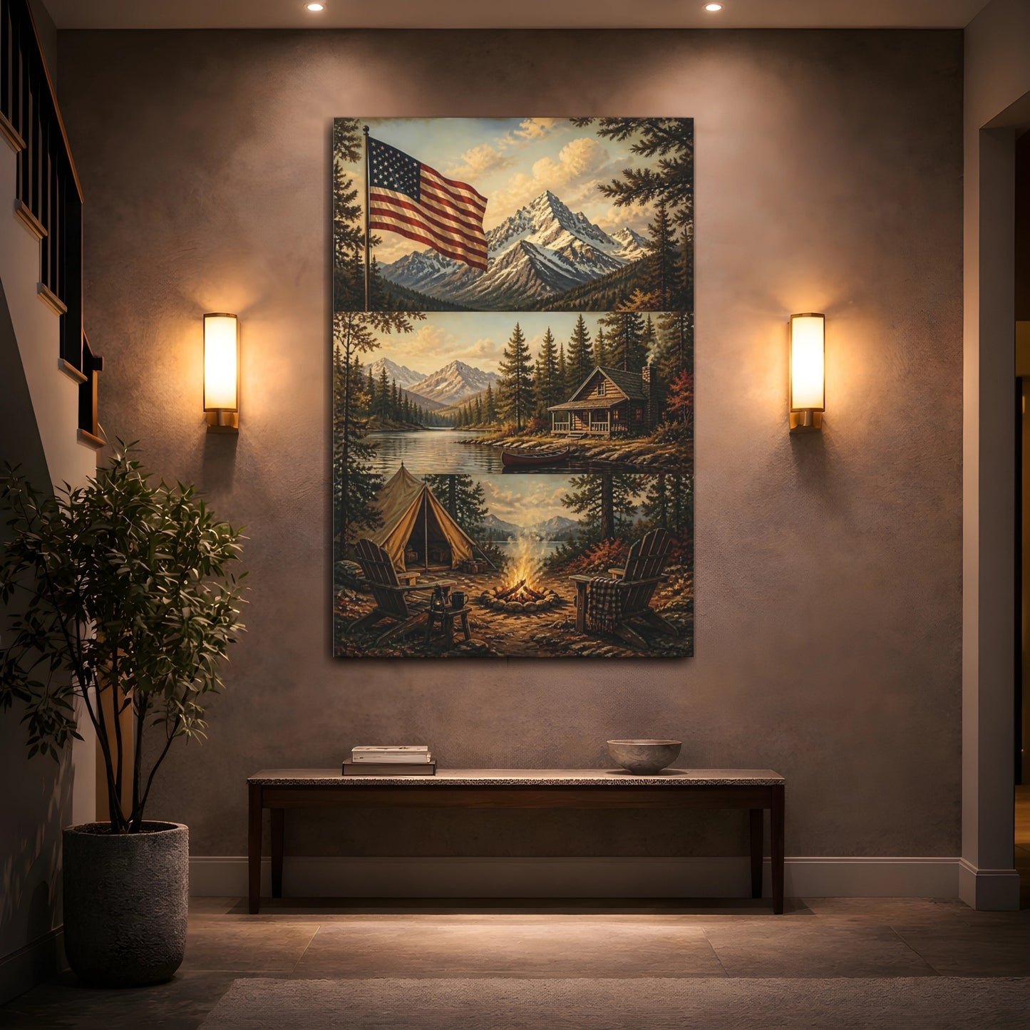 Mockup 2. Flag Over Mountain Retreat shown as canvas print