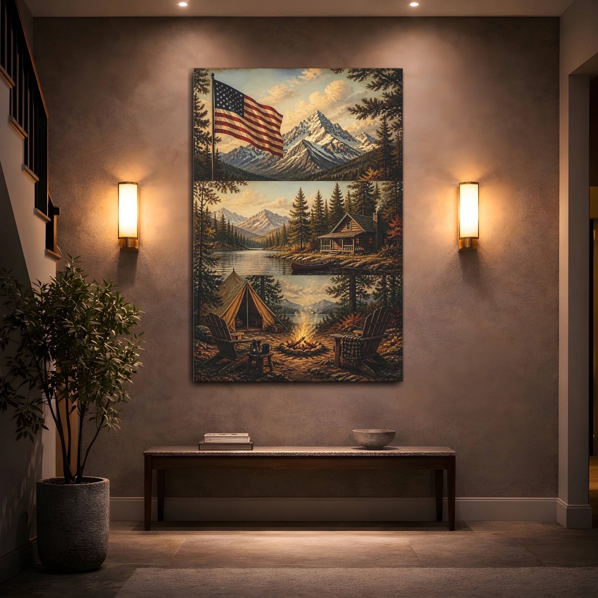 Mockup 2. Flag Over Mountain Retreat shown as canvas print