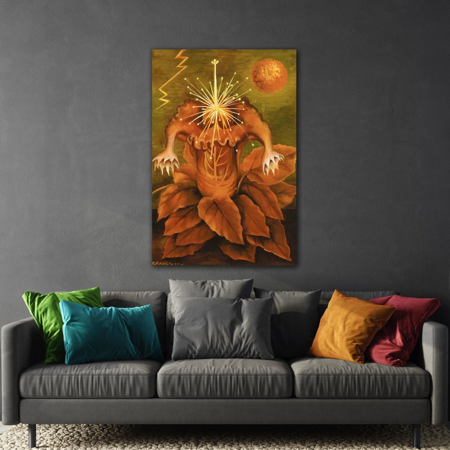 Flame Flower of Life Canvas Print - Frida Kahlo Mexican Wall Art Prints