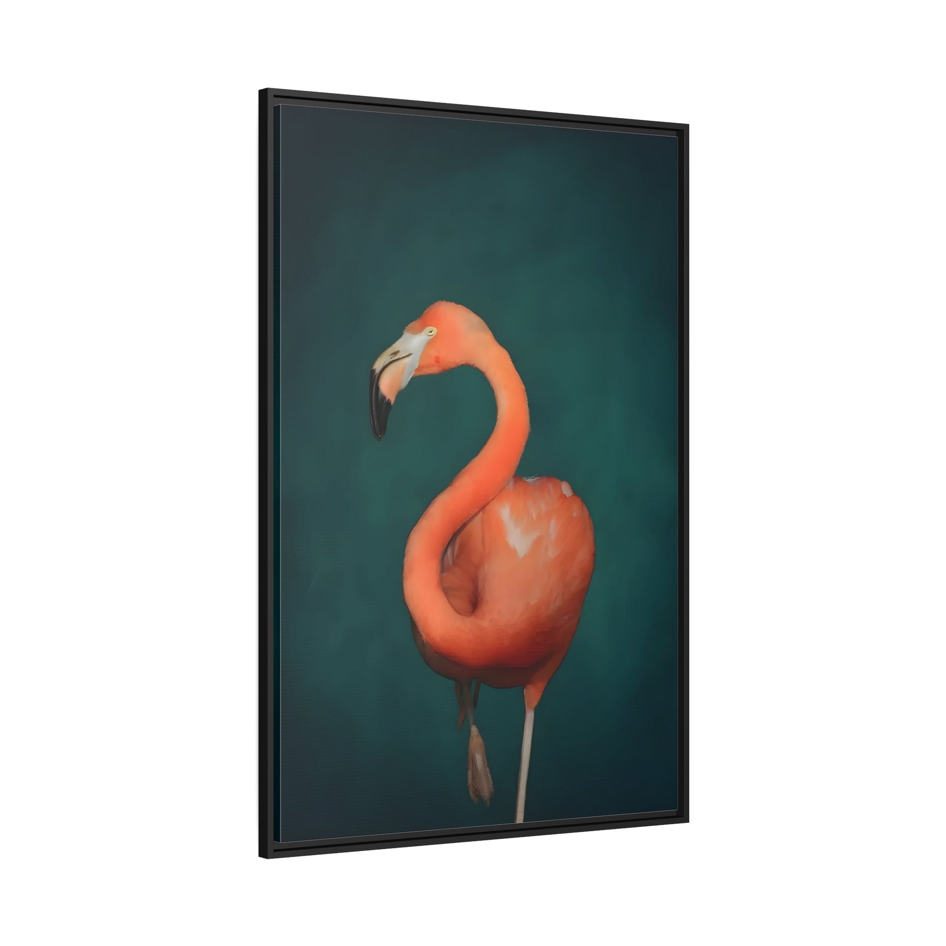 Flamingo Canvas Wall Art Print - Pink and Green Living Room Decor in Exclusive Frame