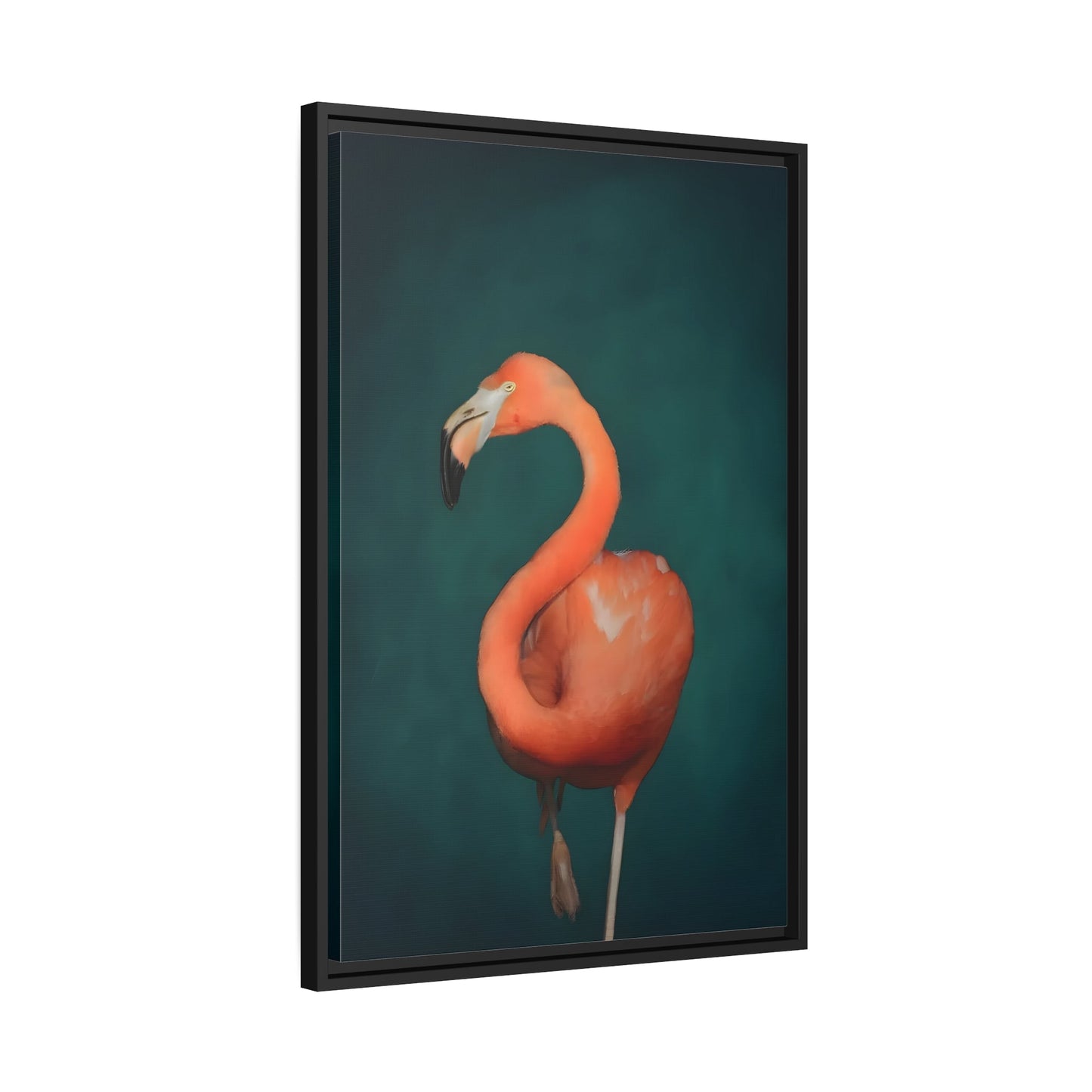 Flamingo Canvas Wall Art Print - Pink and Green Living Room Decor in Exclusive Frame