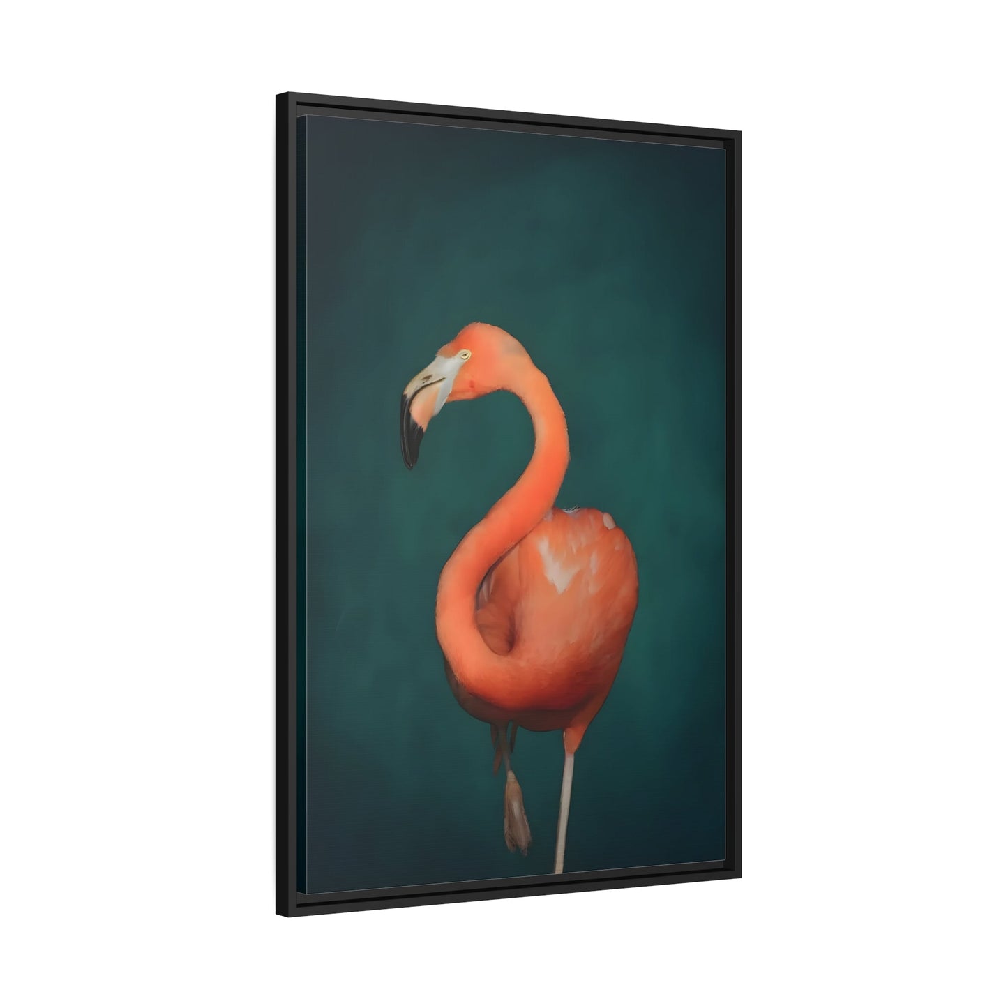 Flamingo Canvas Wall Art Print - Pink and Green Living Room Decor in Exclusive Frame