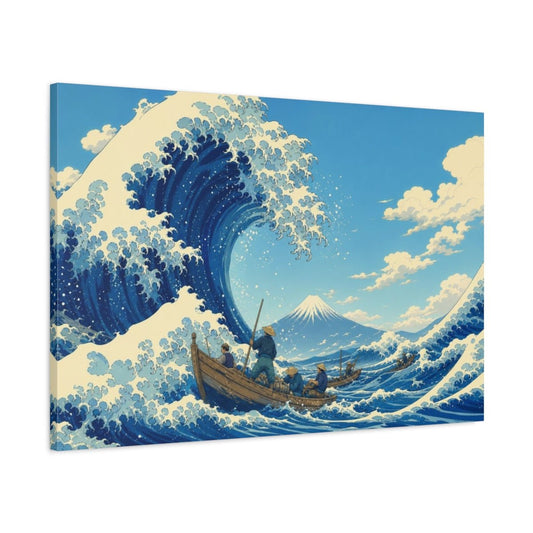 Flat-Vector Japanese Editorial Art Towering Storm Canvas Print – Living Room, Above Couch - YesArtYes