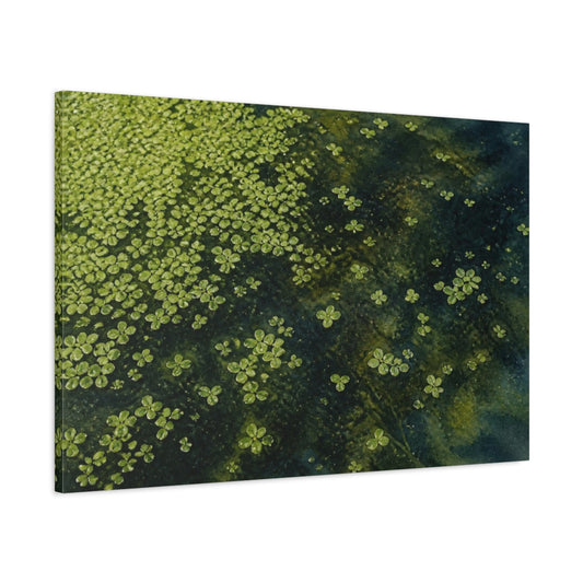 Main Mockup. Floating Duckweed Pond shown as canvas print