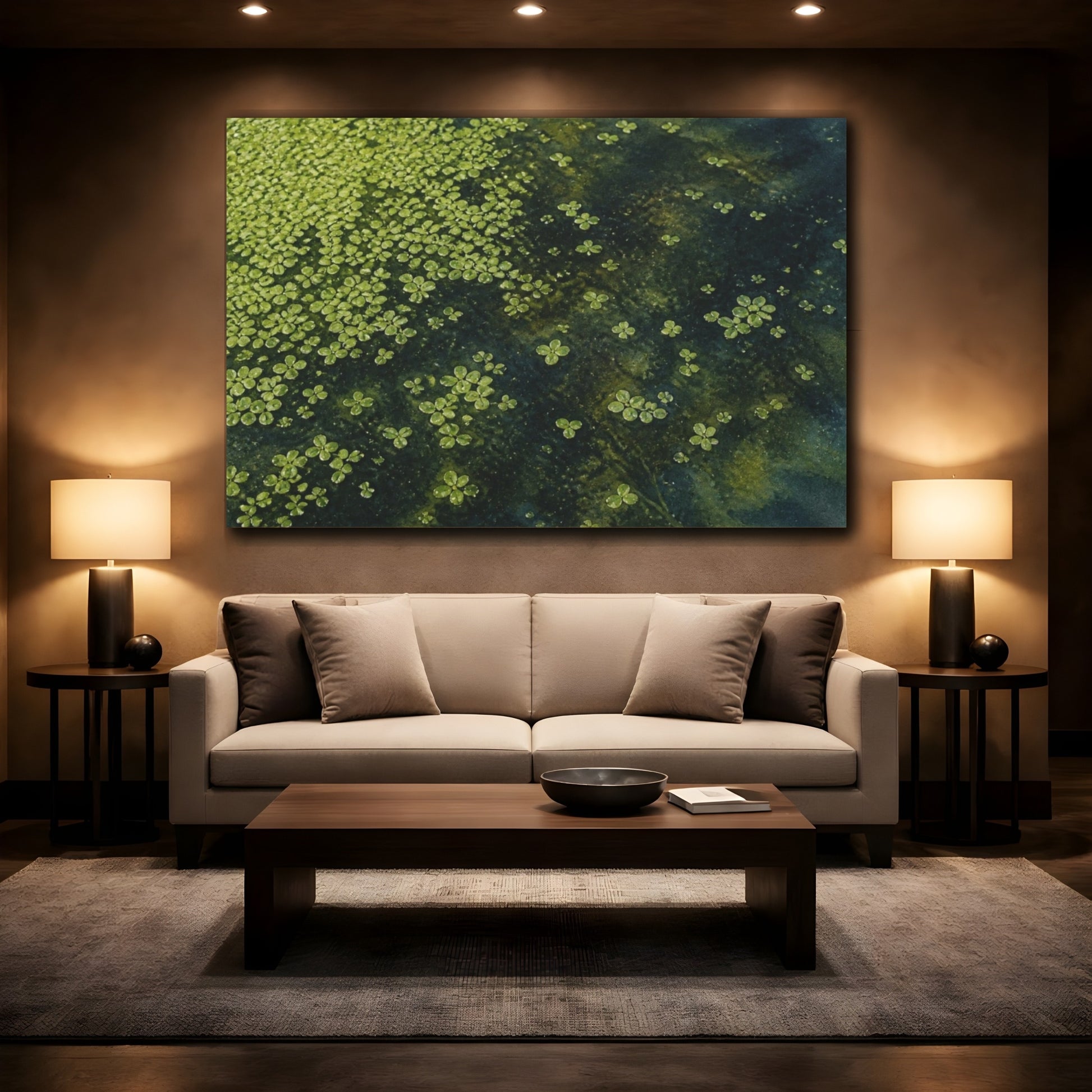 Mockup 2. Floating Duckweed Pond shown as canvas print