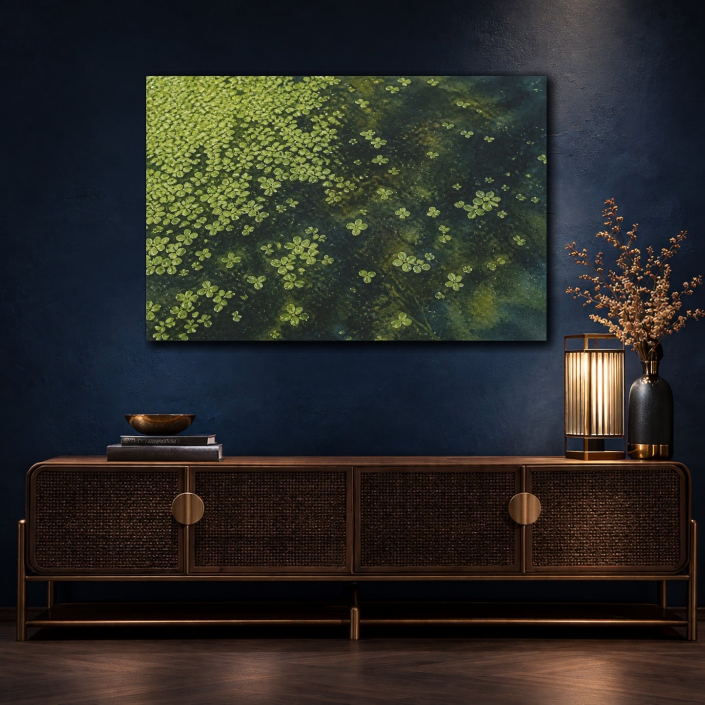 Mockup 4. Floating Duckweed Pond shown as canvas print
