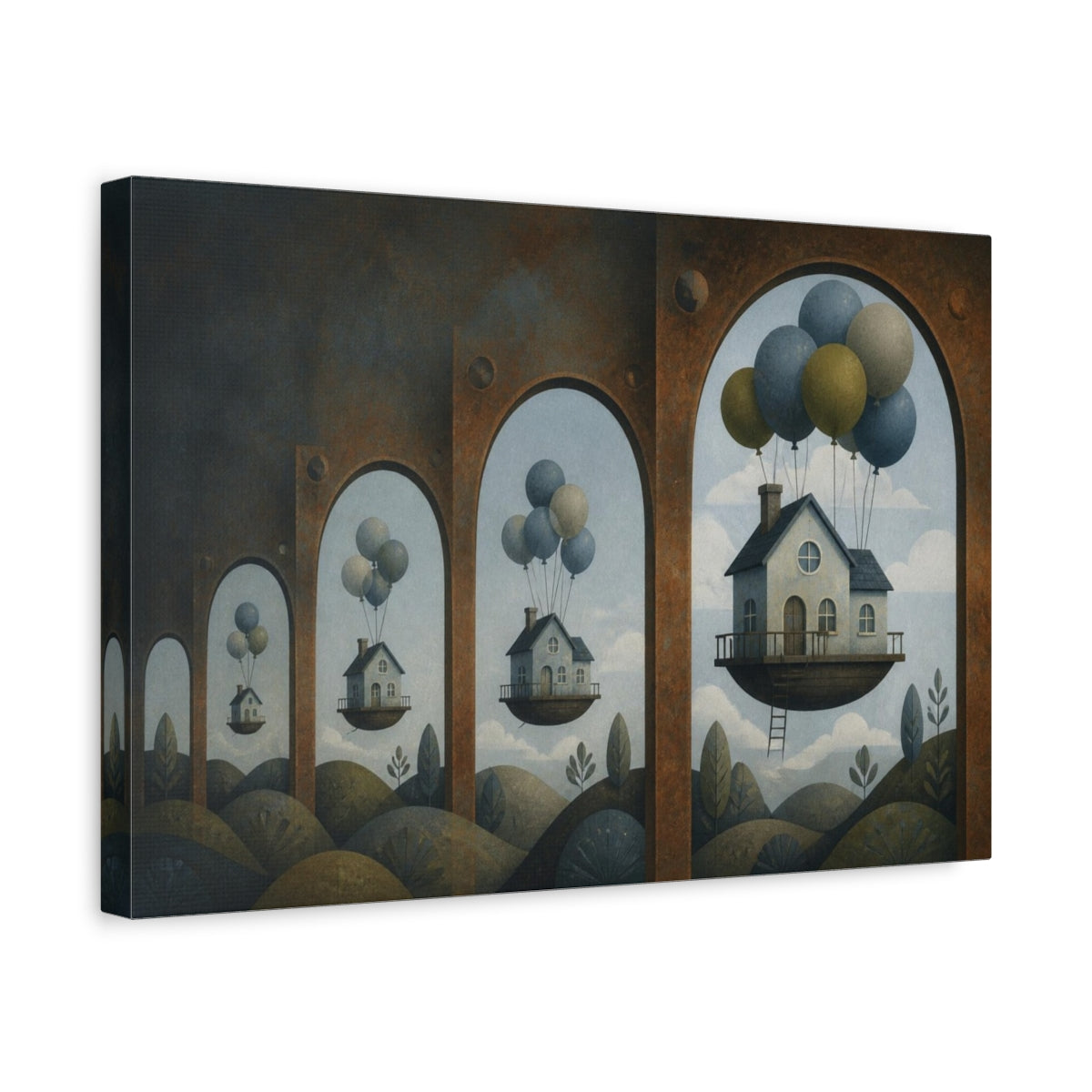 Side Mockup 4. Floating House Illusion shown as canvas print