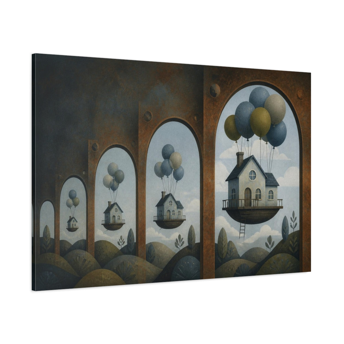 Side Mockup 1. Floating House Illusion shown as canvas print