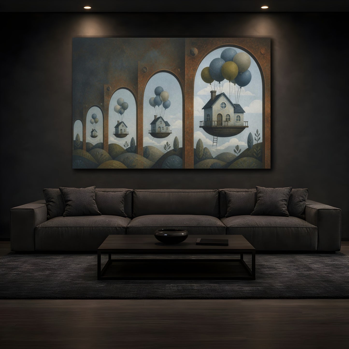 Mockup 3. Floating House Illusion shown as canvas print