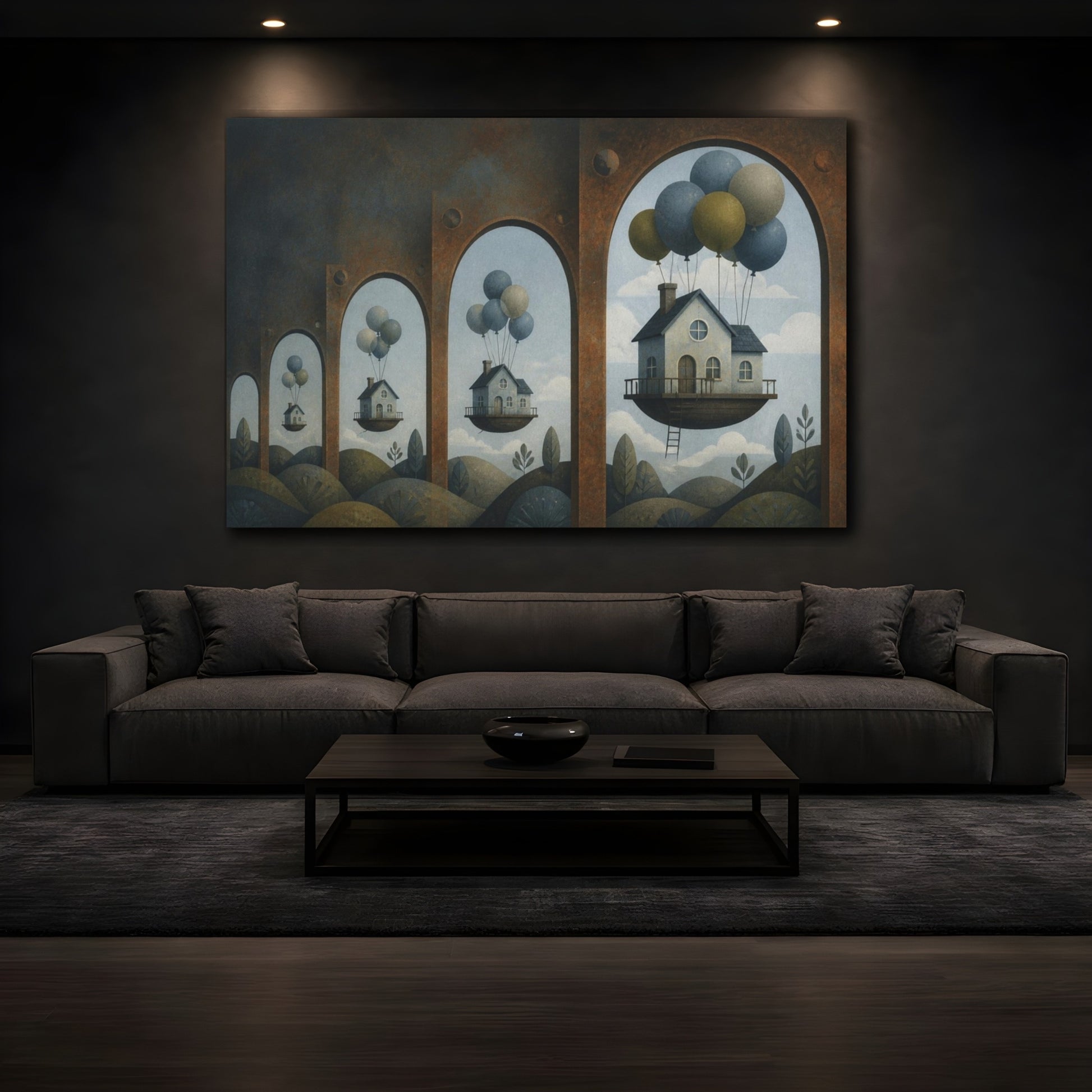 Mockup 3. Floating House Illusion shown as canvas print