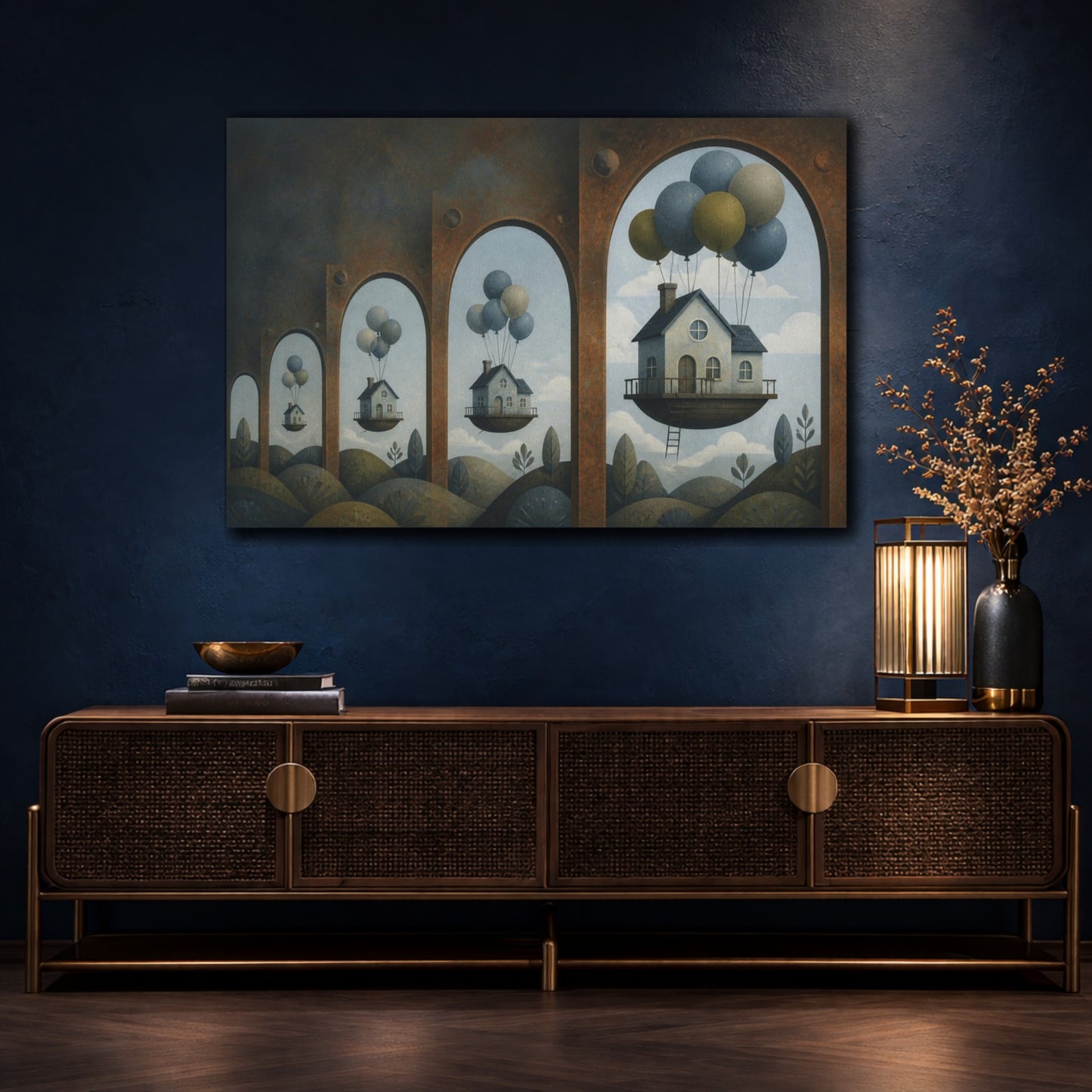 Mockup 4. Floating House Illusion shown as canvas print