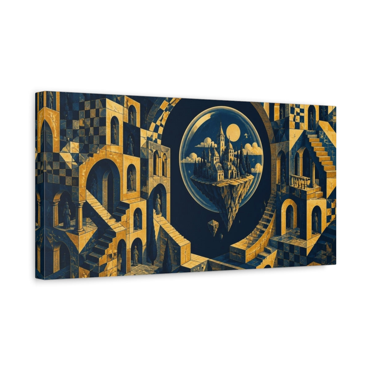 Side Mockup 3. Floating Island Illusion shown as canvas print