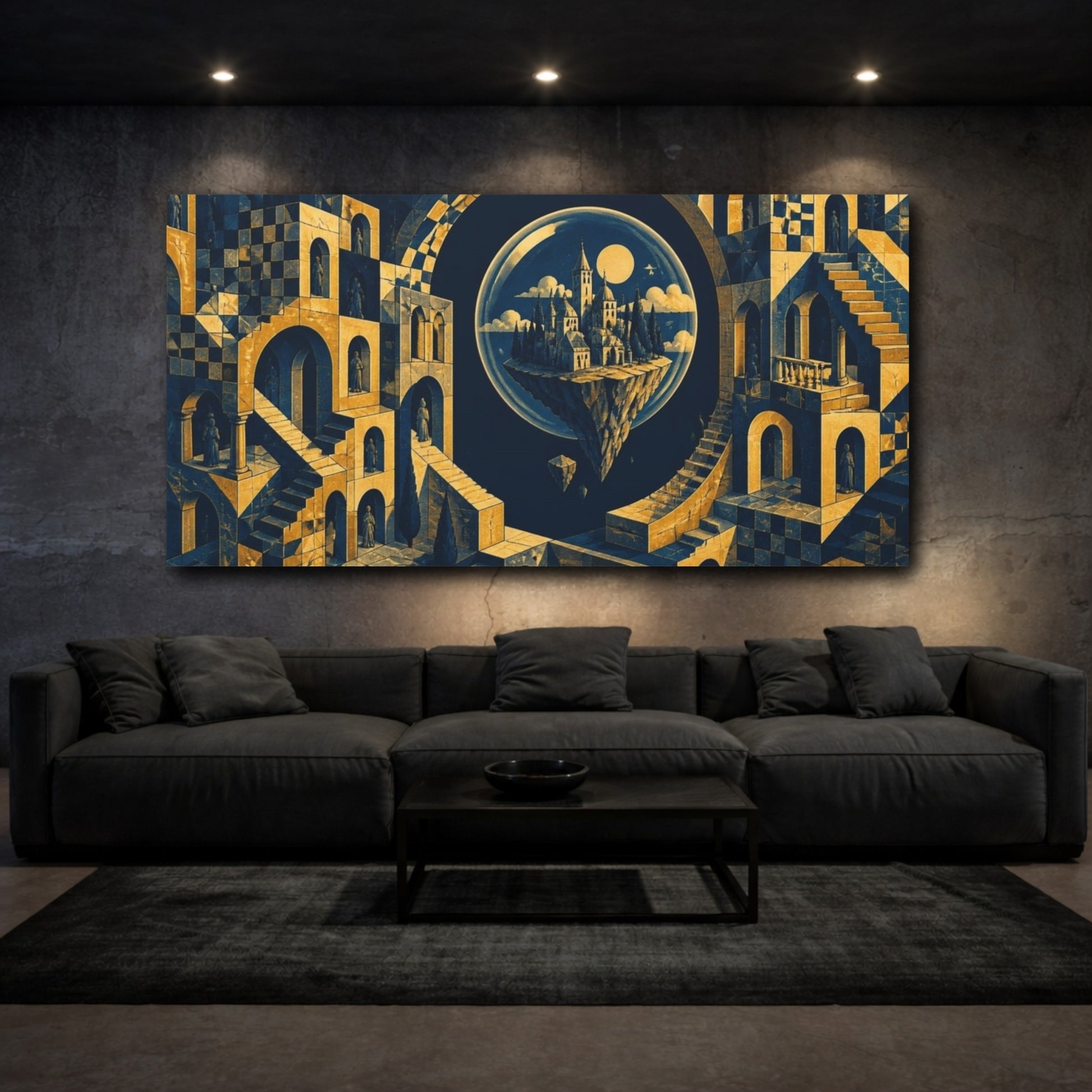 Mockup 3. Floating Island Illusion shown as canvas print
