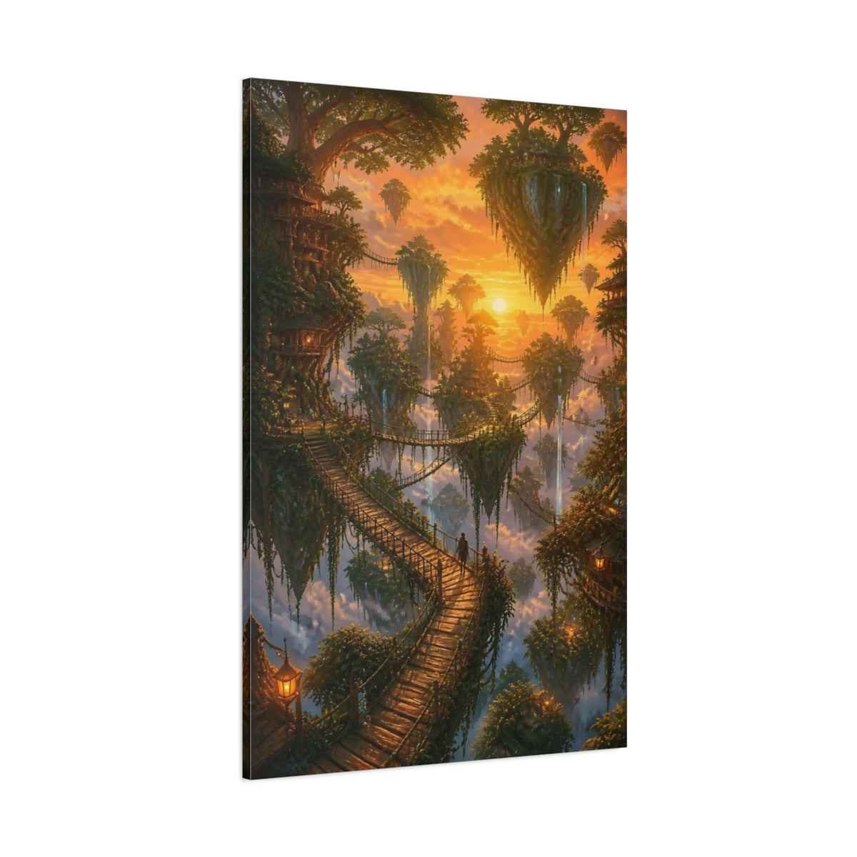Side Mockup 1. Floating Islands Sunset Path shown as canvas print