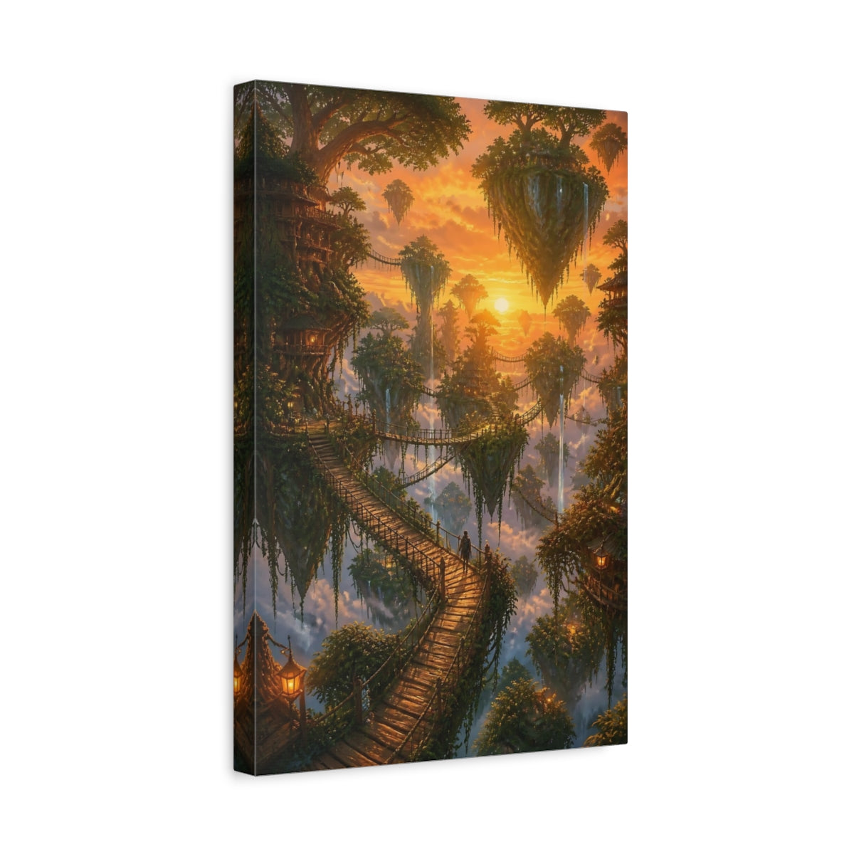 Side Mockup 4. Floating Islands Sunset Path shown as canvas print