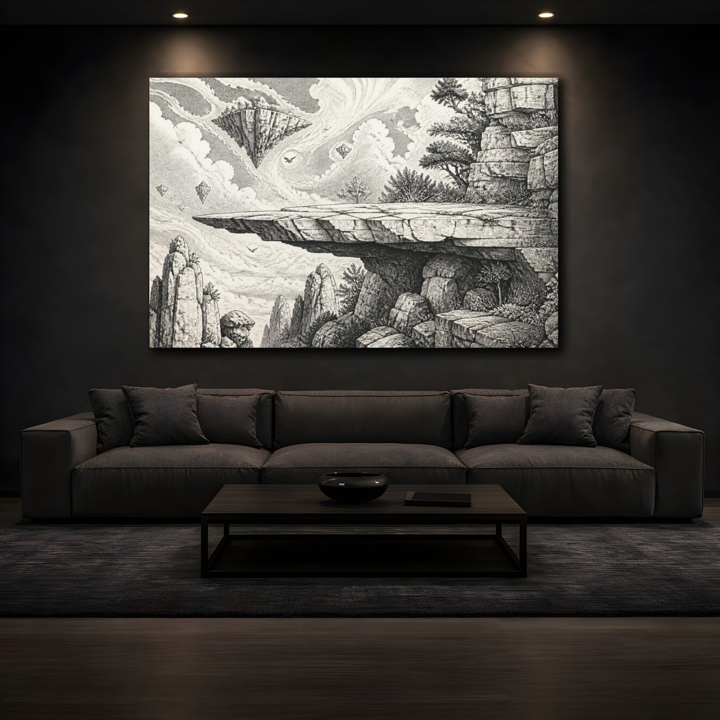 Mockup 3. Floating Islands Vista shown as canvas print