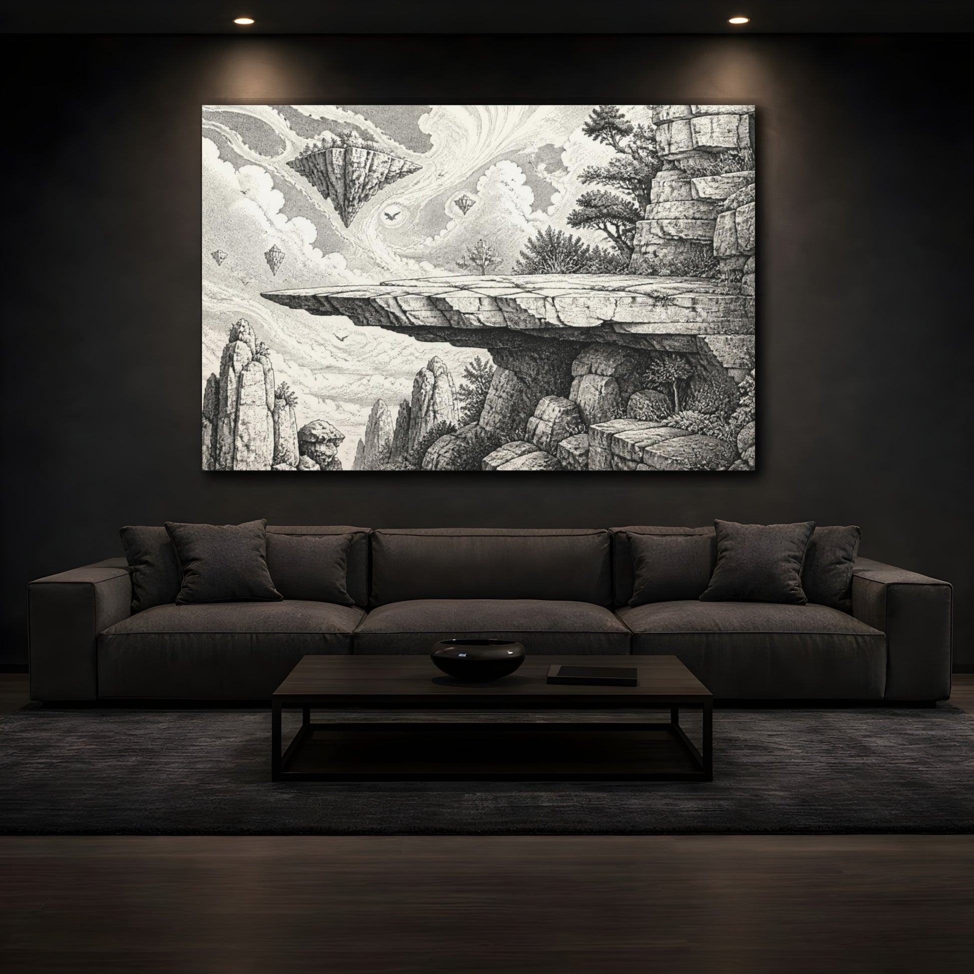 Mockup 3. Floating Islands Vista shown as canvas print