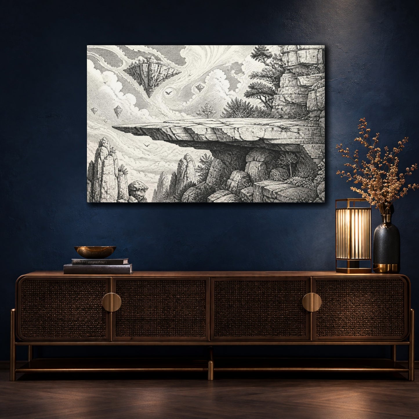 Mockup 4. Floating Islands Vista shown as canvas print