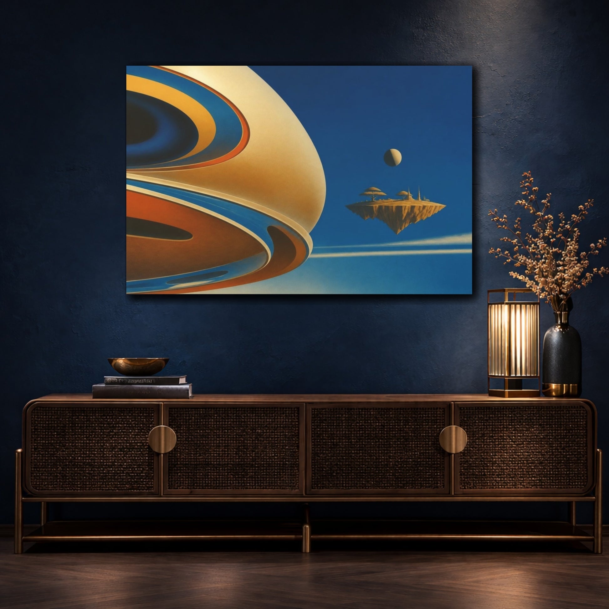 Mockup 4. Floating Ochre Isle shown as canvas print