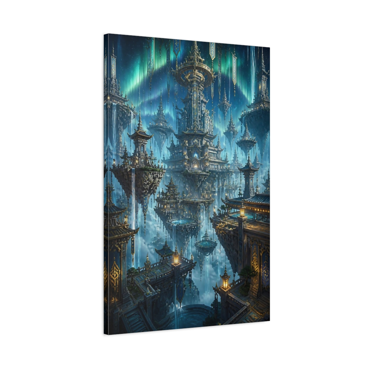 Main Mockup. Floating Pagoda City shown as canvas print