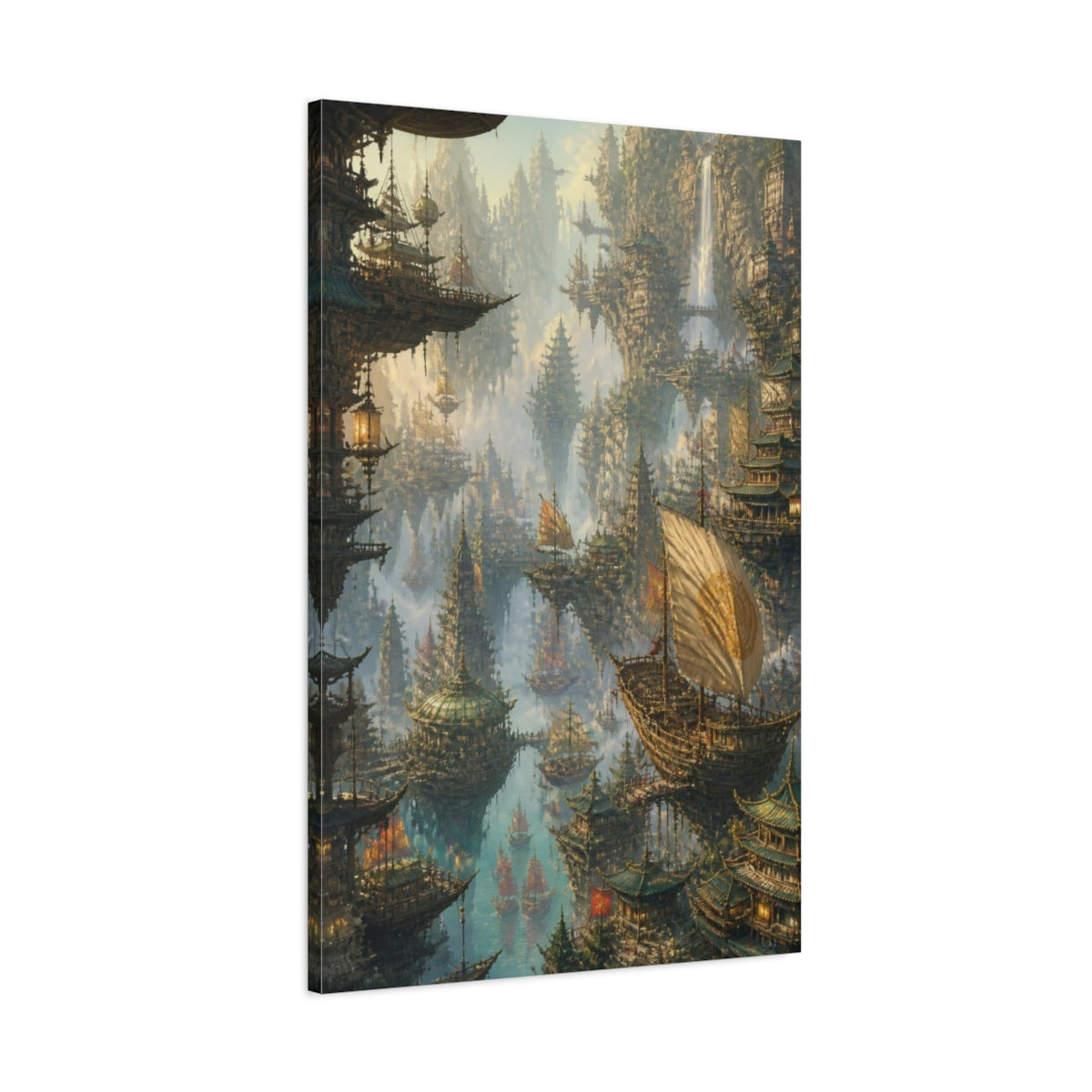 Main Mockup. Floating Pagoda Harbor shown as canvas print