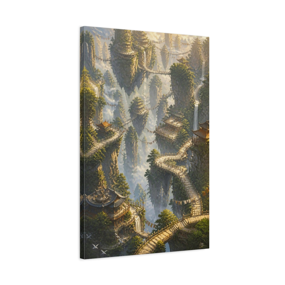 Side Mockup 2. Floating Pagoda Pathways shown as canvas print