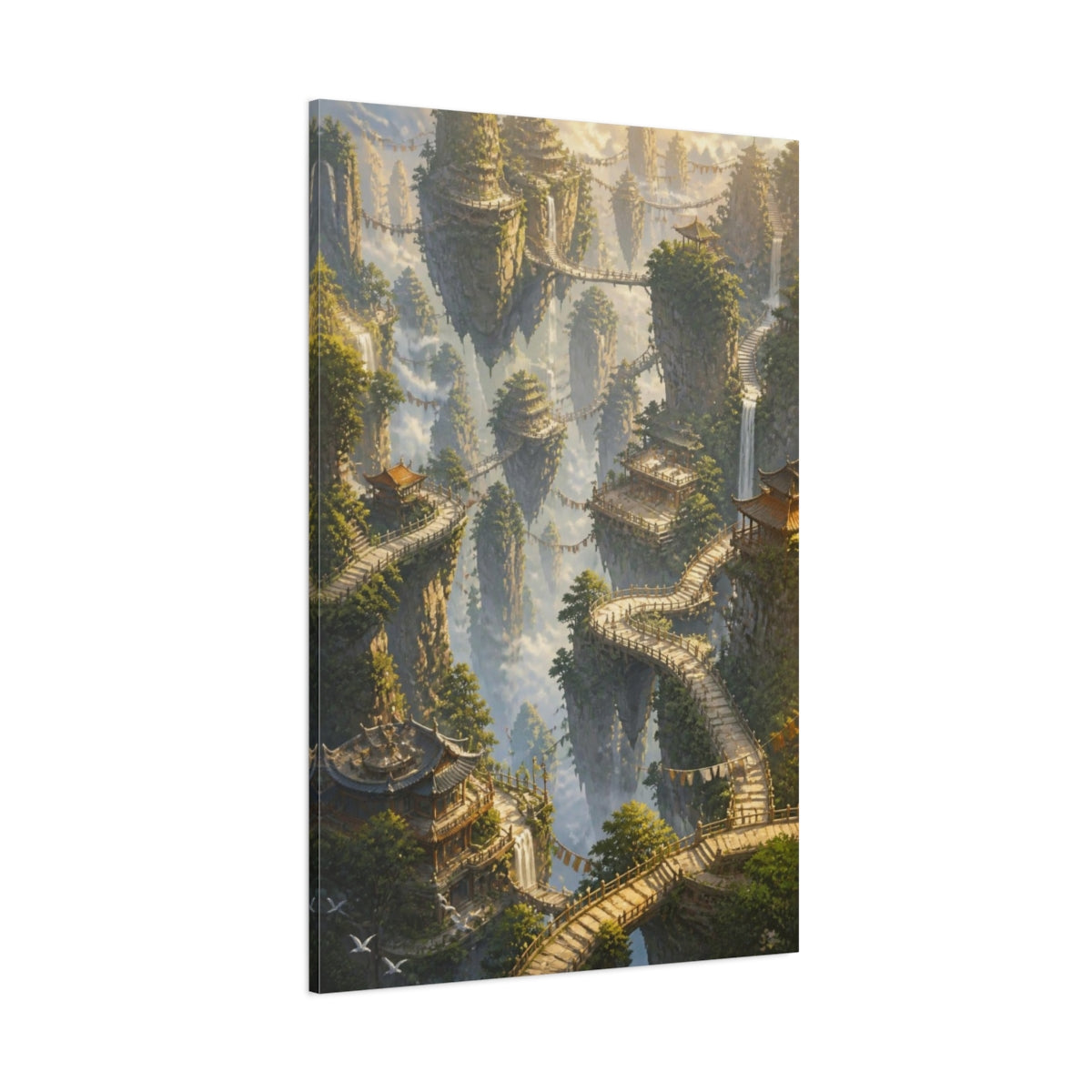 Side Mockup 1. Floating Pagoda Pathways shown as canvas print