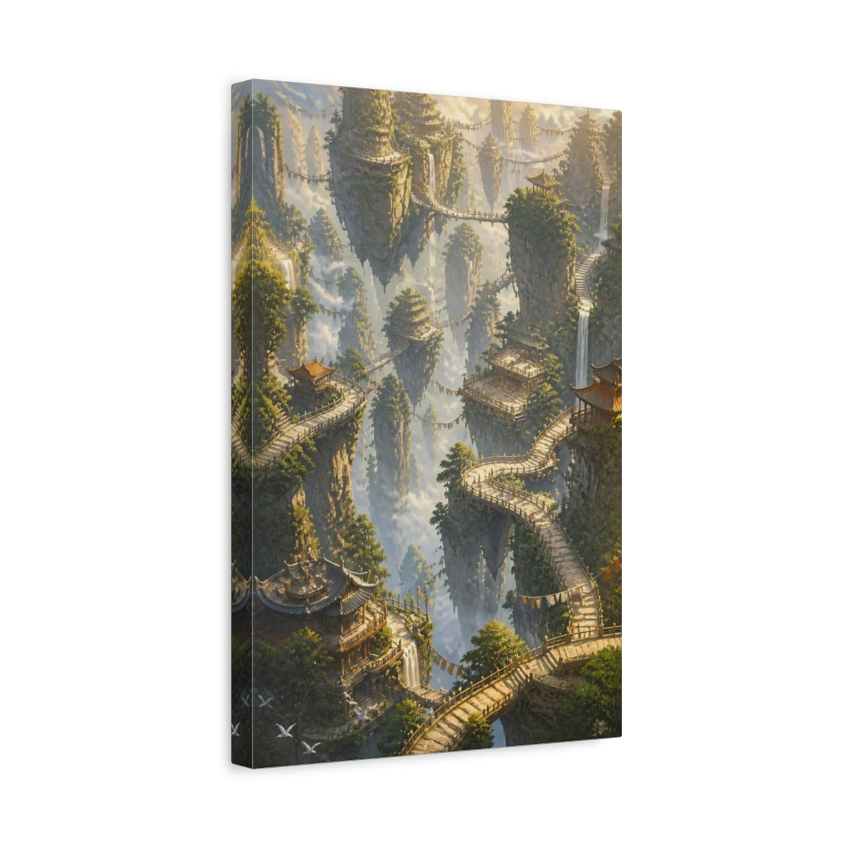 Side Mockup 4. Floating Pagoda Pathways shown as canvas print