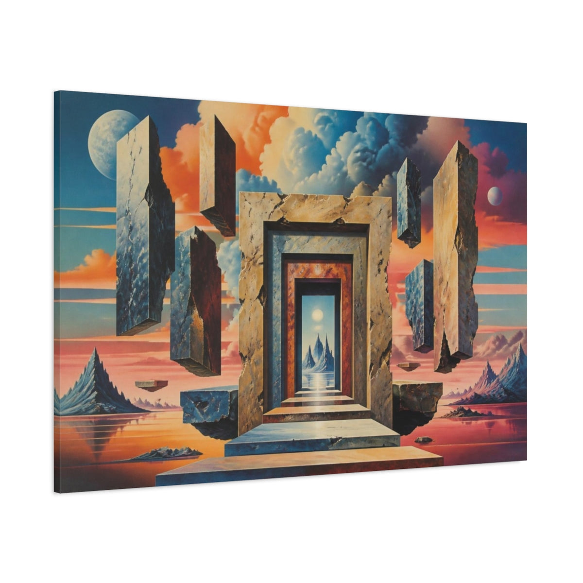 Side Mockup 1. Floating Portal Illusion shown as canvas print
