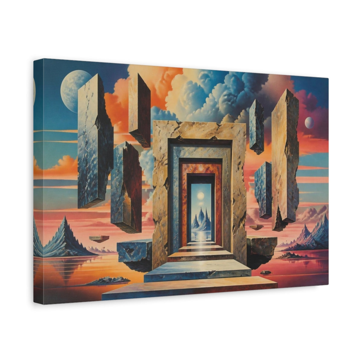 Side Mockup 4. Floating Portal Illusion shown as canvas print