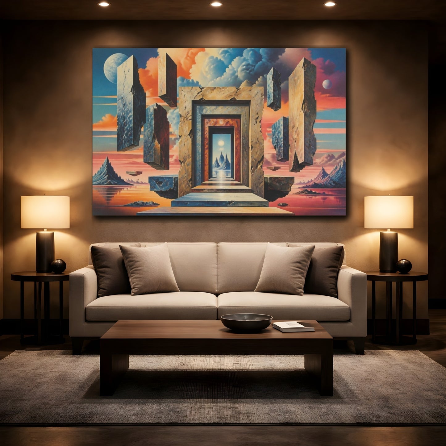 Mockup 2. Floating Portal Illusion shown as canvas print