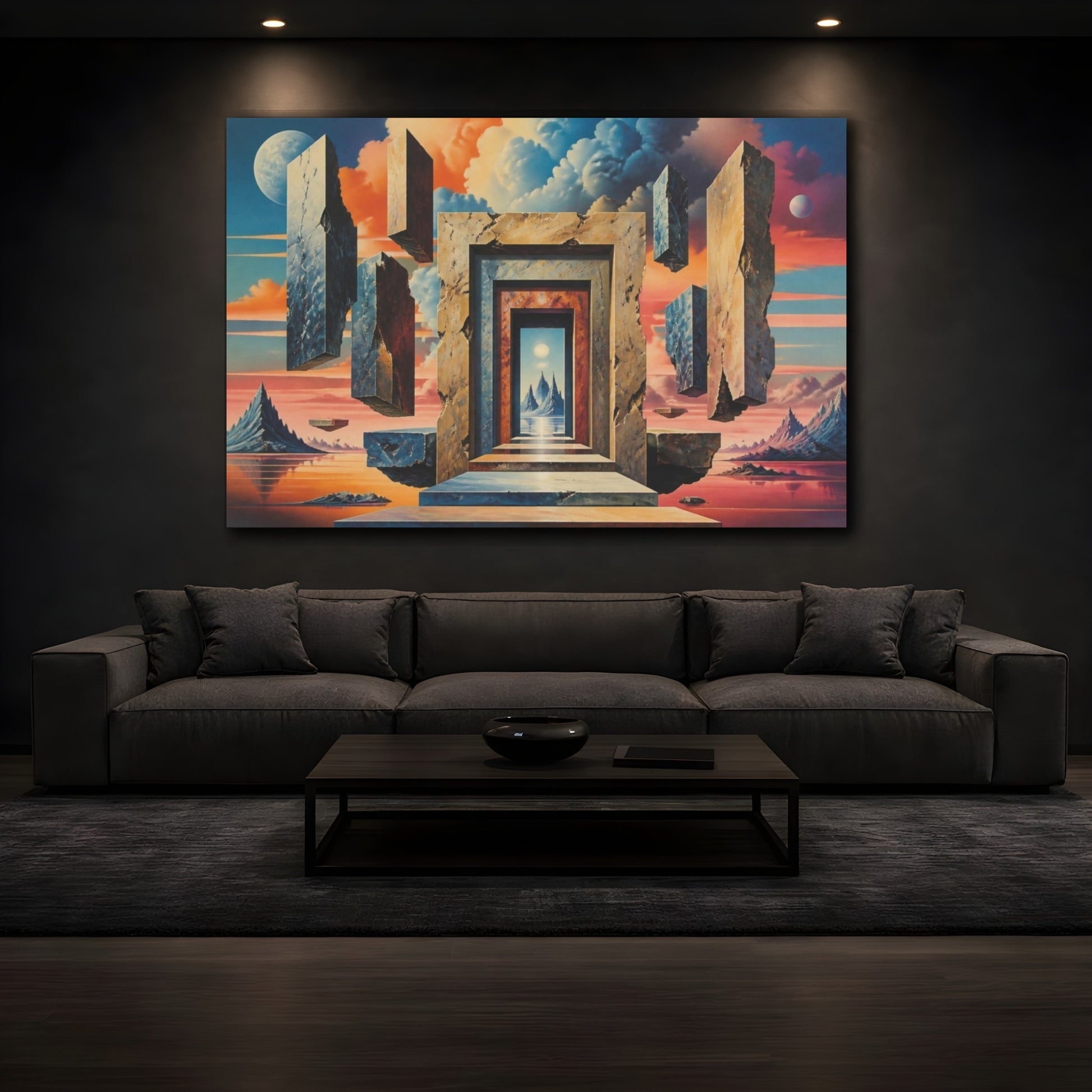 Mockup 3. Floating Portal Illusion shown as canvas print