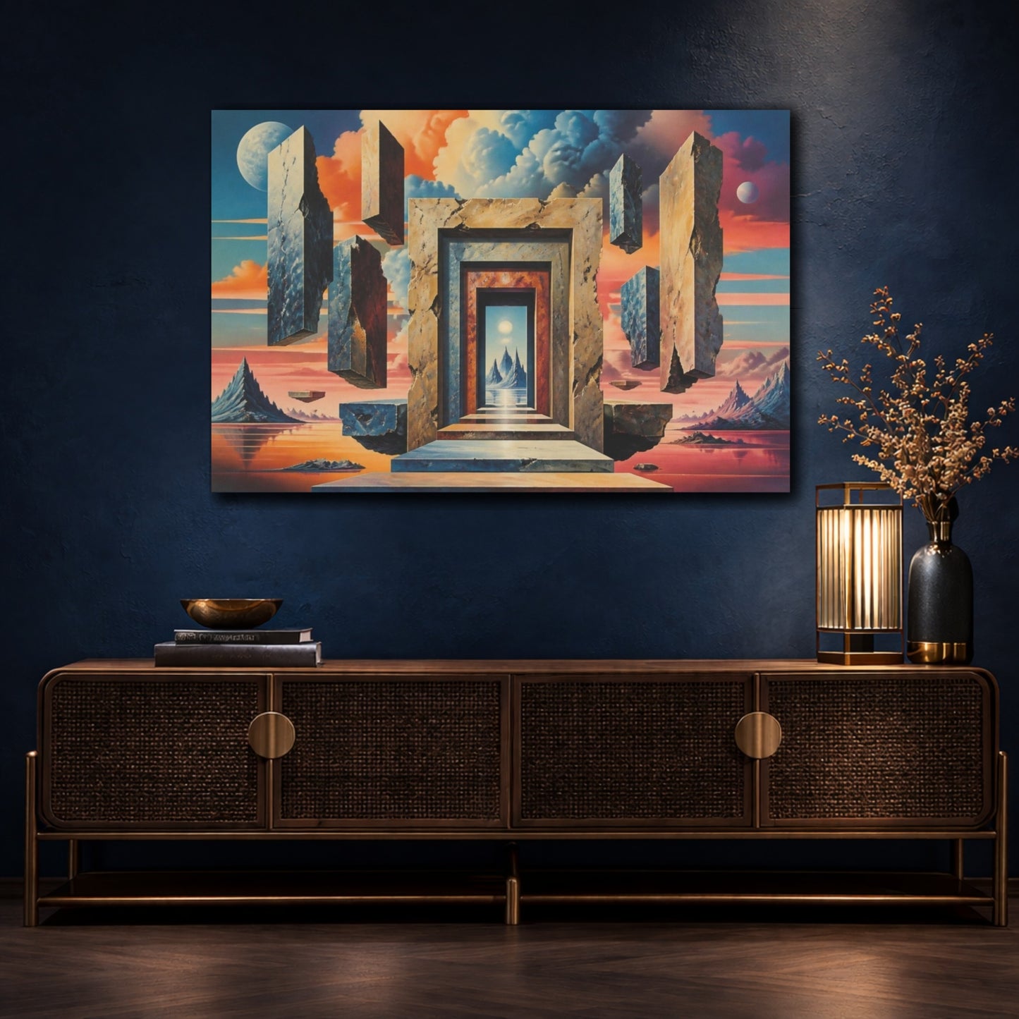 Mockup 4. Floating Portal Illusion shown as canvas print