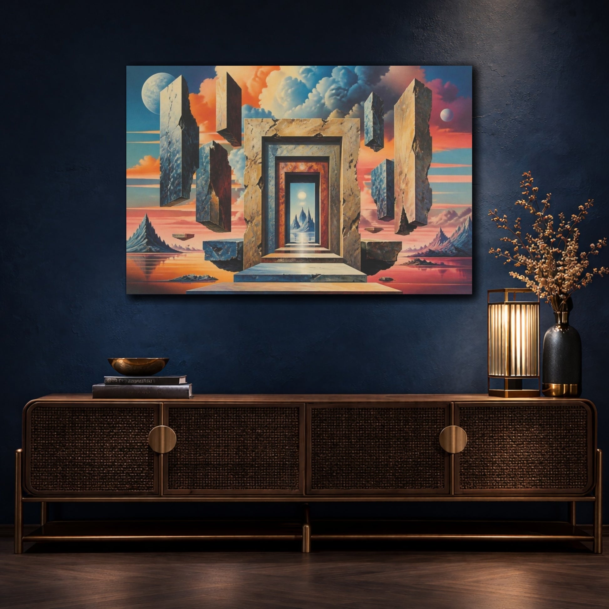 Mockup 4. Floating Portal Illusion shown as canvas print