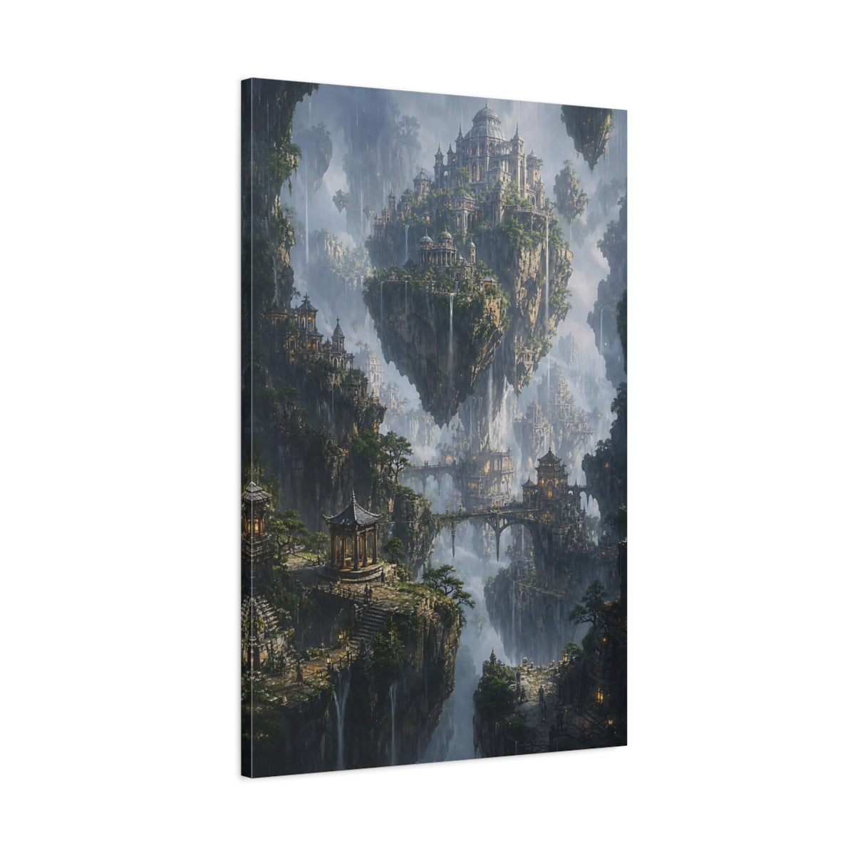 Main Mockup. Floating Sky City shown as canvas print