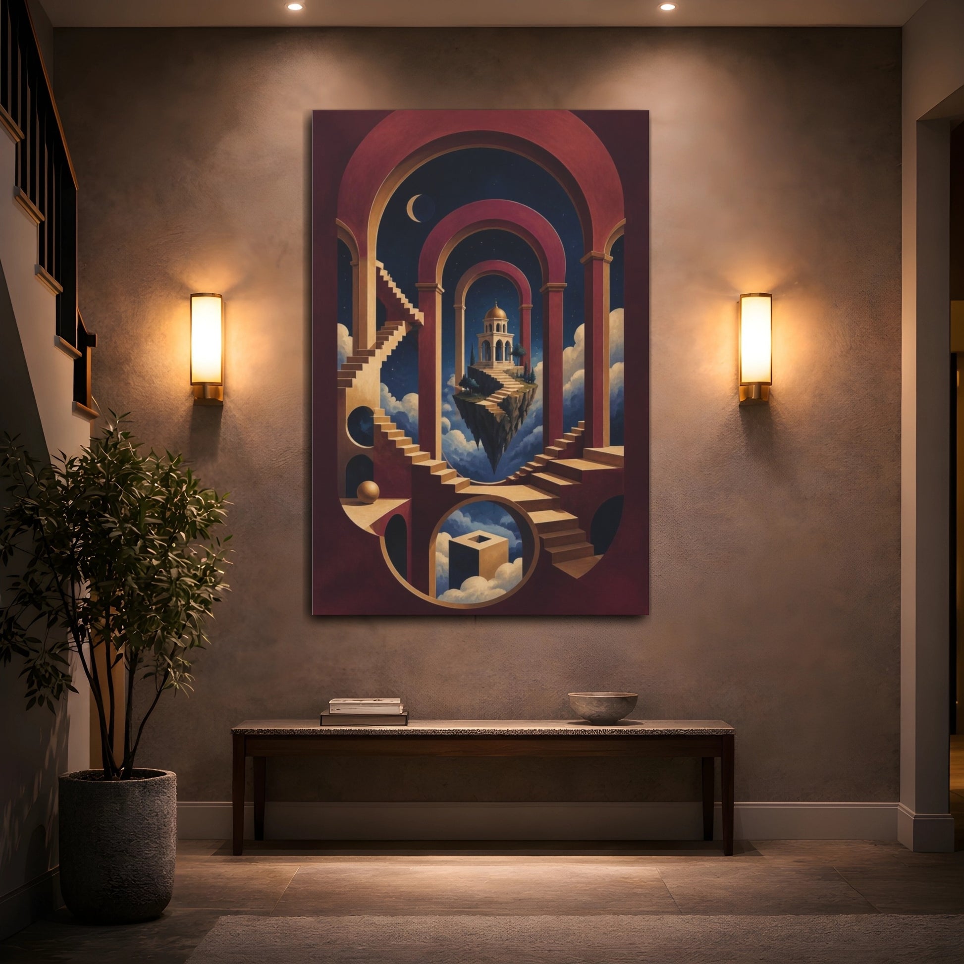 Mockup 2. Floating Temple Illusion shown as canvas print