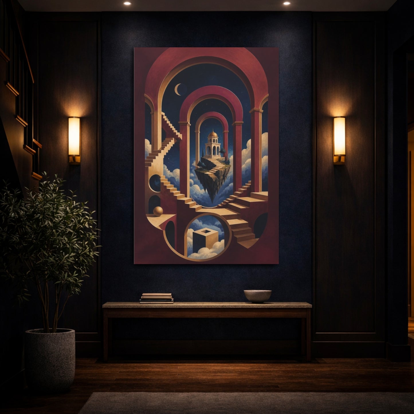 Mockup 4. Floating Temple Illusion shown as canvas print