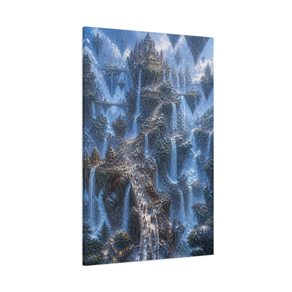 Side Mockup 1. Floating Waterfall City shown as canvas print