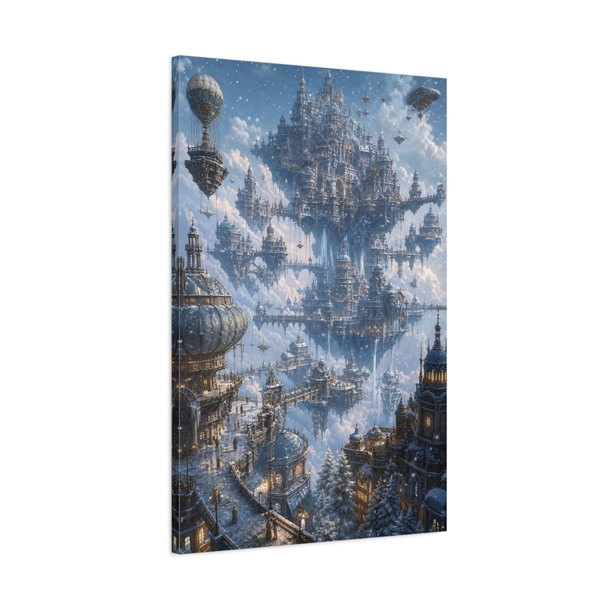 Main Mockup. Floating Winter Citadel shown as canvas print