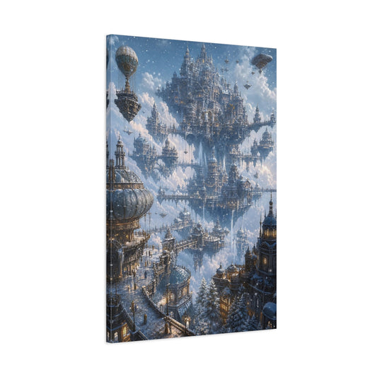 Main Mockup. Floating Winter Citadel shown as canvas print