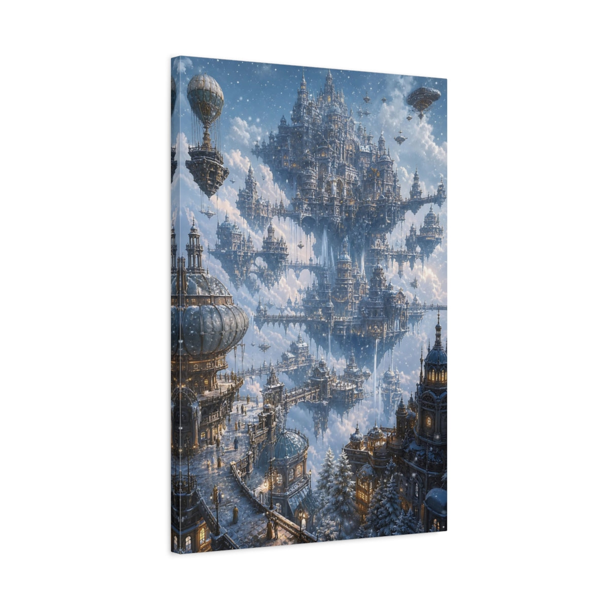 Side Mockup 2. Floating Winter Citadel shown as canvas print