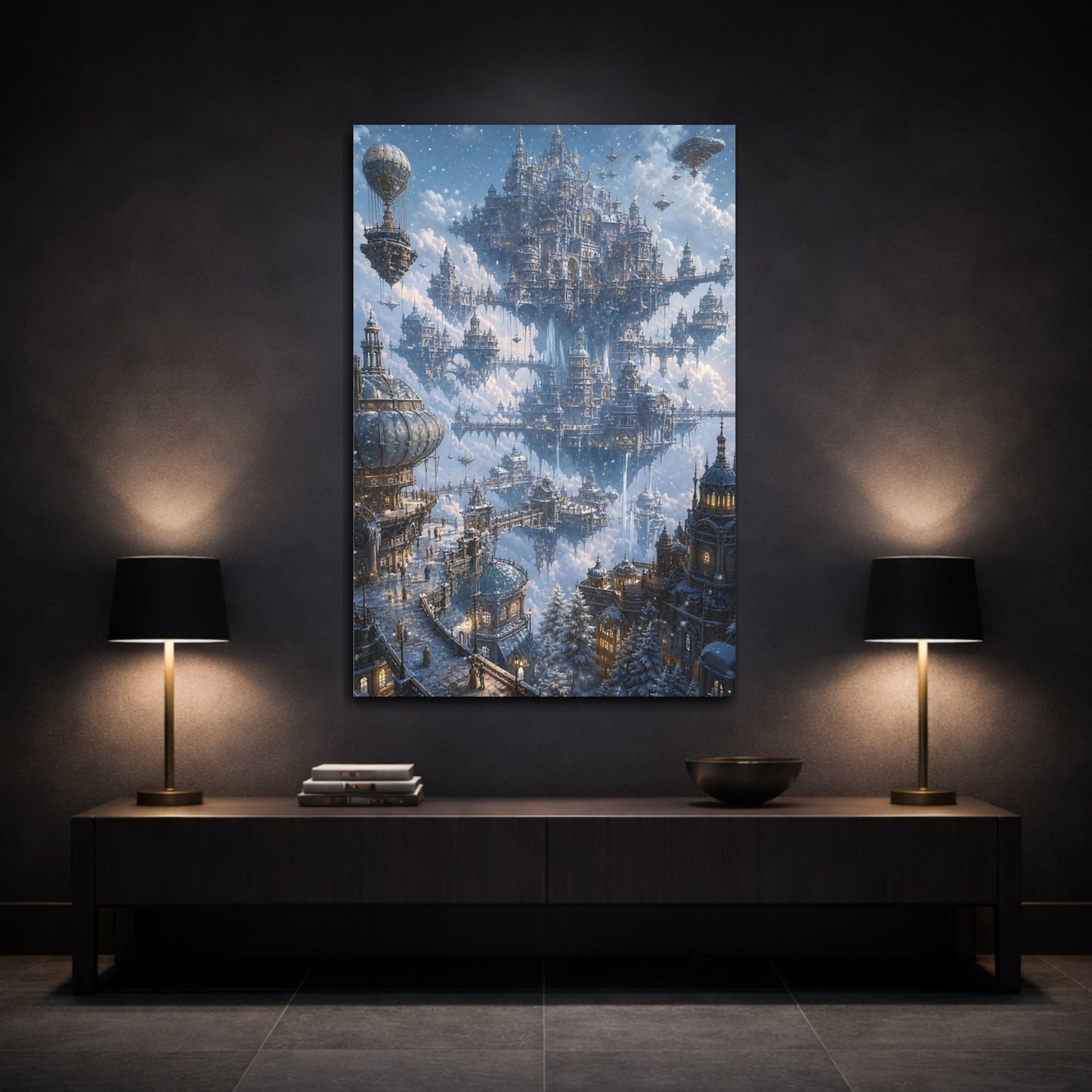 Mockup 3. Floating Winter Citadel shown as canvas print
