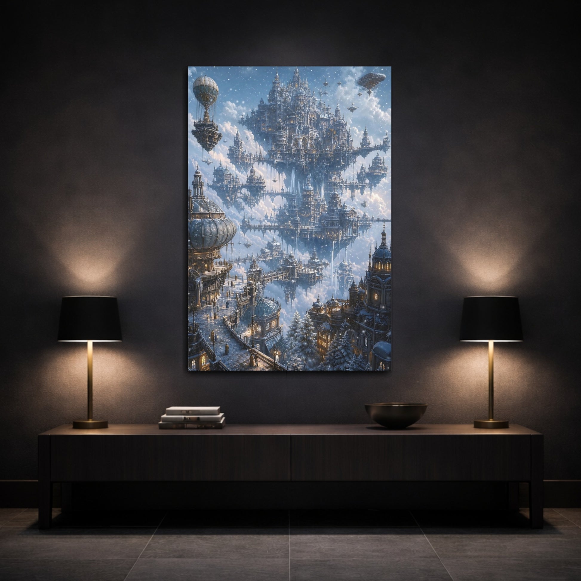 Mockup 3. Floating Winter Citadel shown as canvas print
